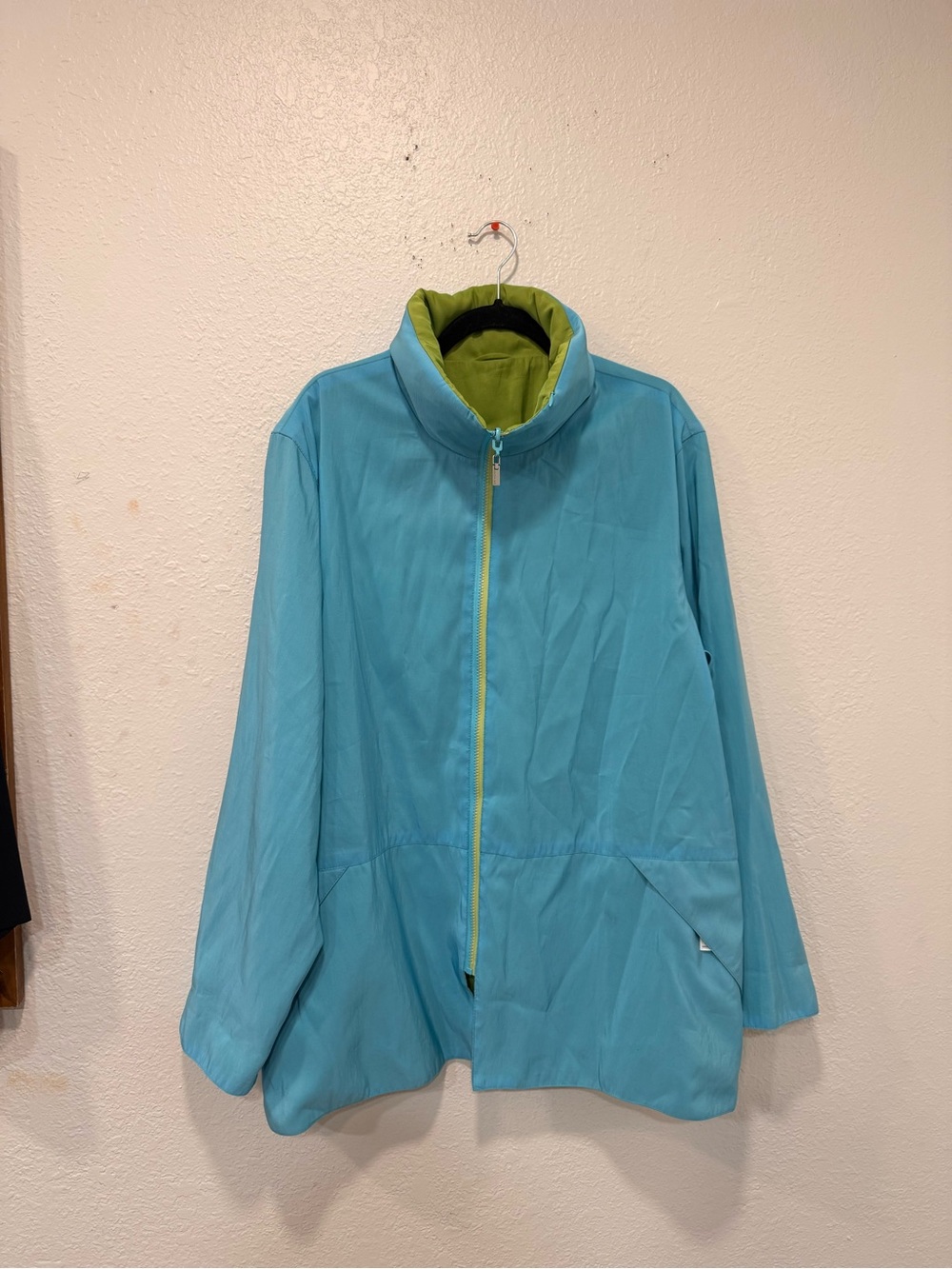 Mycra Pac Now Women's Reversible Hooded Full Zip rain jacket Sz 2x blue green